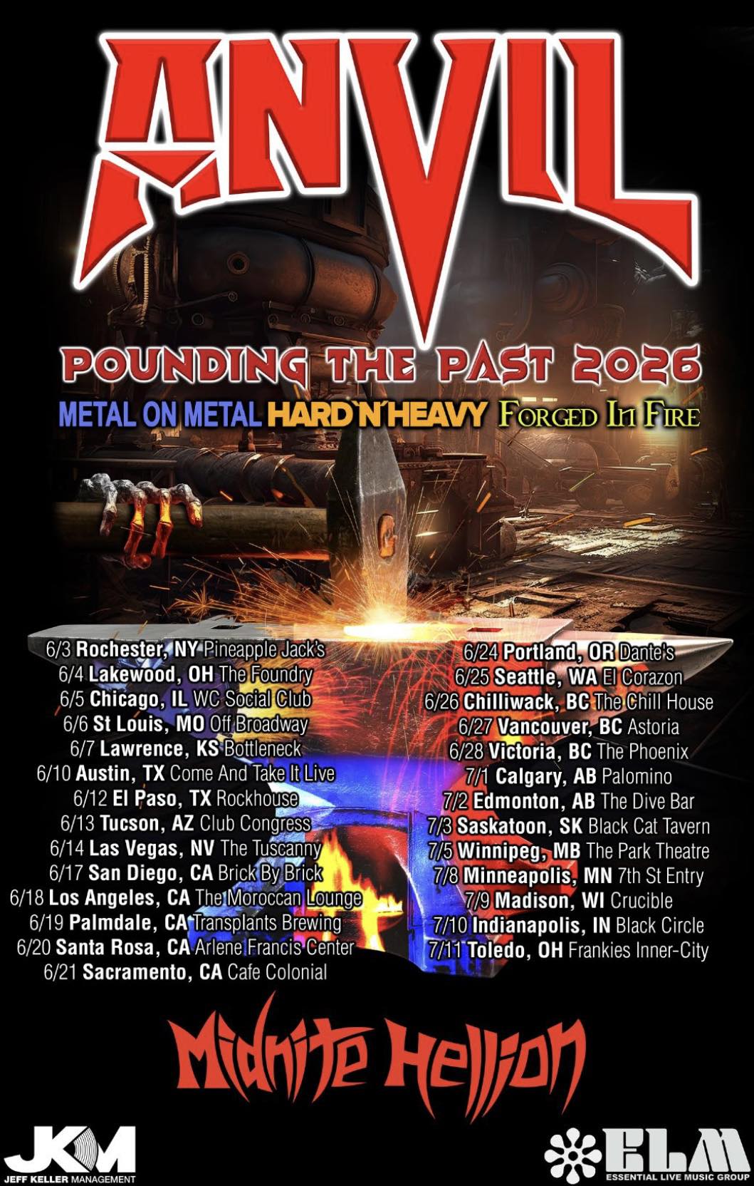 Anvil Pounding The Past tour Poster 2026